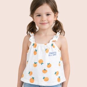 Zara Kids White Orange Fruit Print Tank
